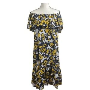 NU New York Women's S Boho Floral Off-Shoulder Midi Dress